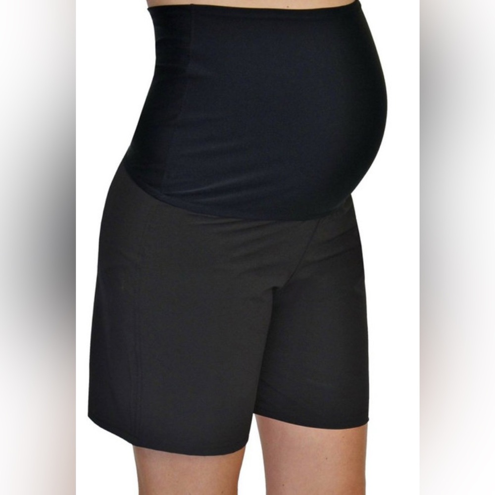 Mermaid Maternity Black Maternity Swim One-Piece with Over-Belly Panel
